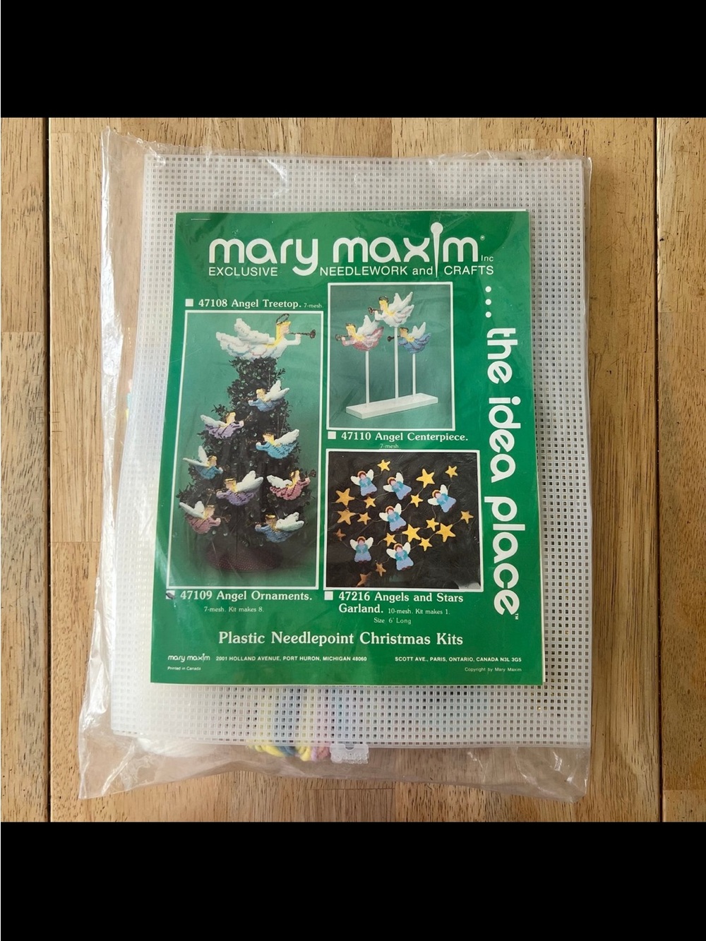 Vintage Mary Maxim Plastic Needlepoint Angel Ornament Christmas Kit